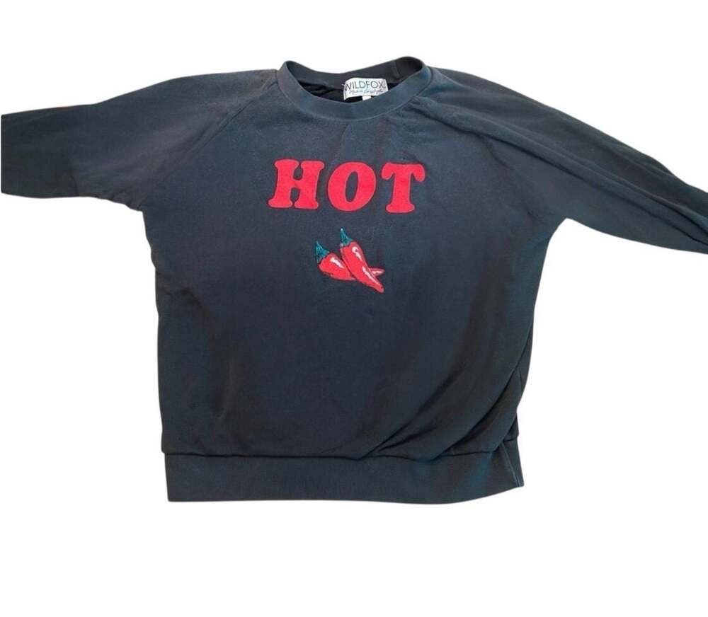 Wildfox “Hot” Chili Pepper Jumper in Black Size Large - Picture 2 of 4